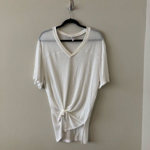FREE People Movement V Neck White Mesh Top - Picture 3 of 5